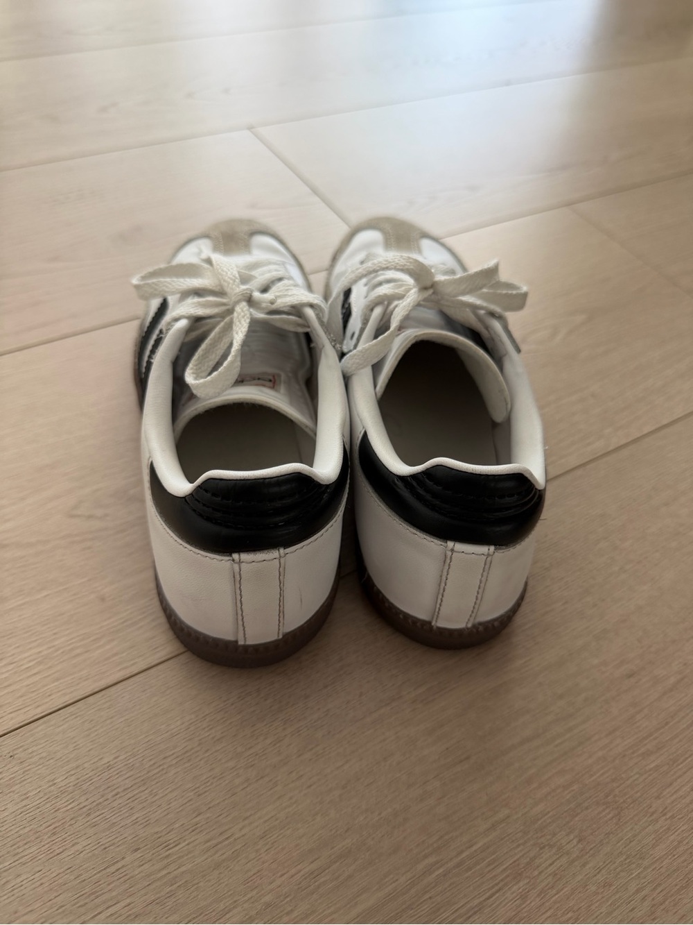 adidas White/Black Samba Sneakers with Gum Sole - Picture 2 of 4